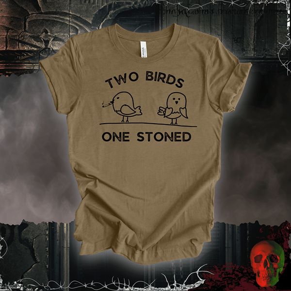 T-Shirt Heather Olive / S Two Birds One Stoned Tee