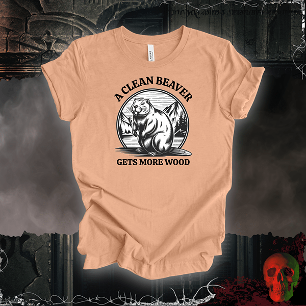 T-Shirt Heather Peach / S A Clean Beaver Gets More Wood Tee