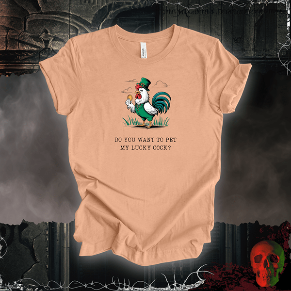 T-Shirt Heather Peach / S Pet My Lucky Cock T-Shirt | Bold & Hilarious St. Patrick's Day Tee