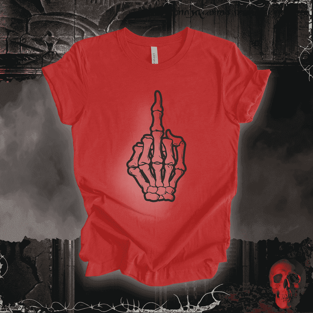 T-Shirt Heather Red / S Fleshless and fearless, flipping the world off T-Shirt