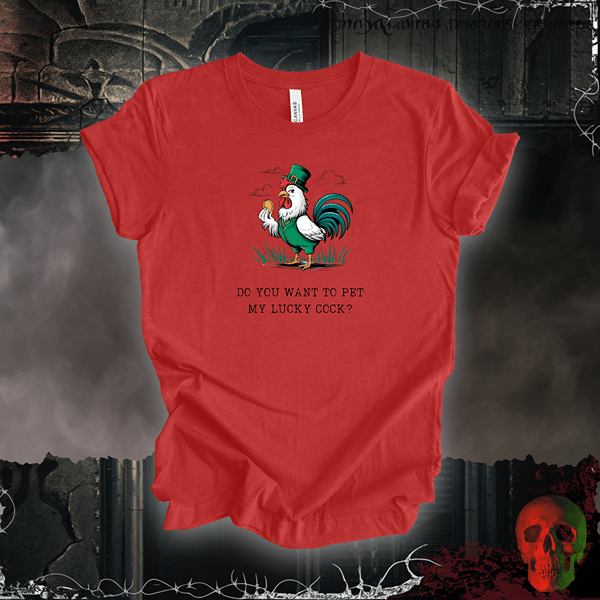 T-Shirt Heather Red / S Pet My Lucky Cock T-Shirt | Bold & Hilarious St. Patrick's Day Tee
