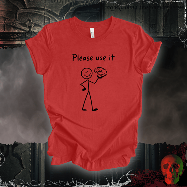 T-Shirt Heather Red / S Please Use It T-Shirt | Funny Stick Figure Humor Tee