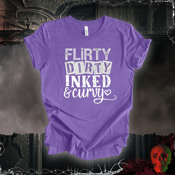 T-Shirt Heather Team Purple / S Flirty, Dirty, Inked & Curvy