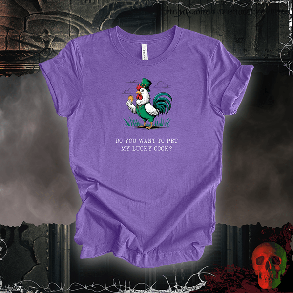 T-Shirt Heather Team Purple / S Pet My Lucky Cock T-Shirt | Bold & Hilarious St. Patrick's Day Tee