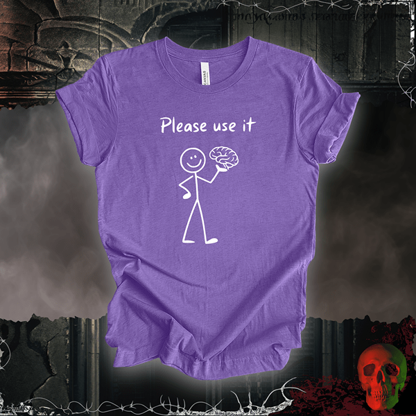T-Shirt Heather Team Purple / S Please Use It T-Shirt | Funny Stick Figure Humor Tee
