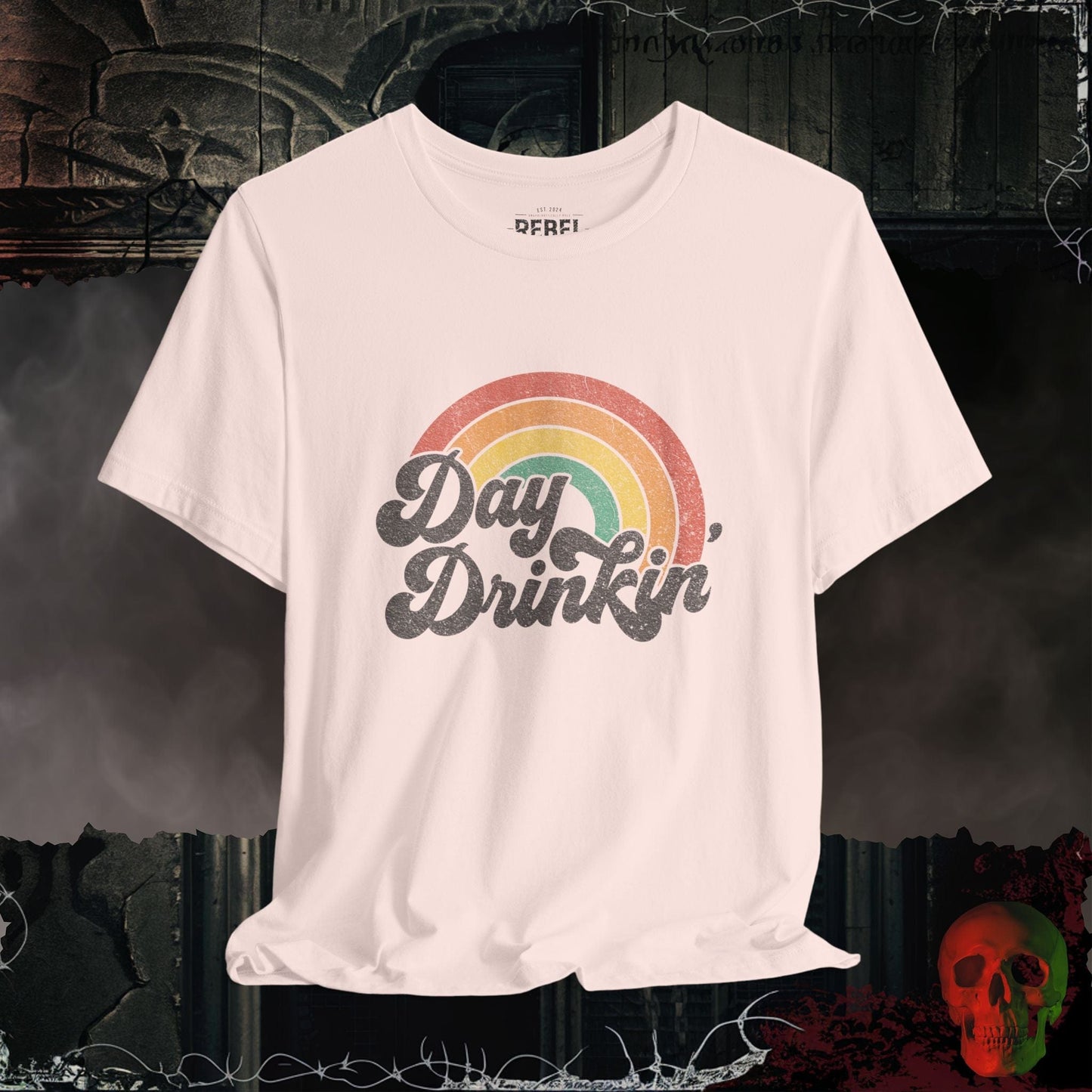 T-Shirt Soft Pink / S Retro Rainbow Day Drinkin’ Tee