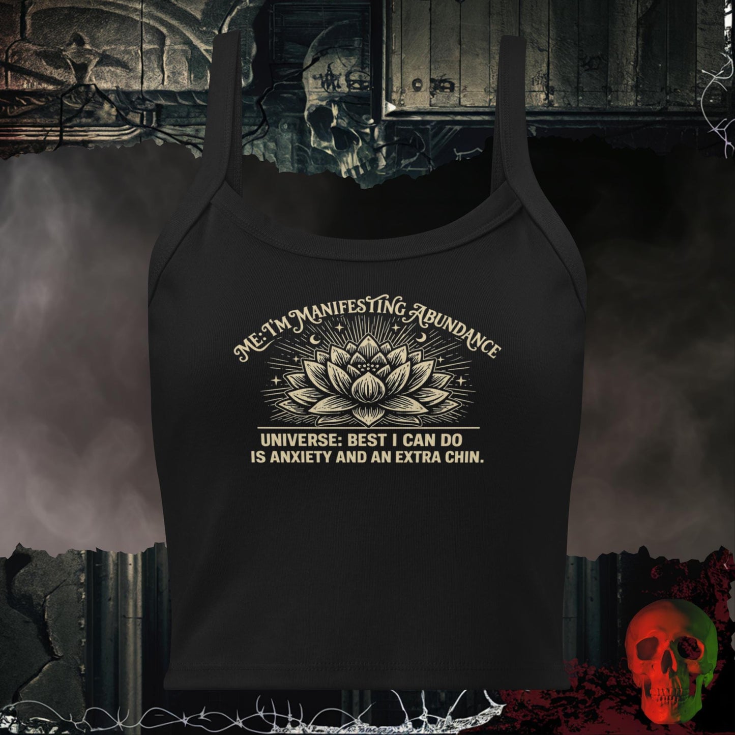 Tanks Solid Black Blend / XS I’m Manifesting Abundance Crop Tank Funny Graphic Top