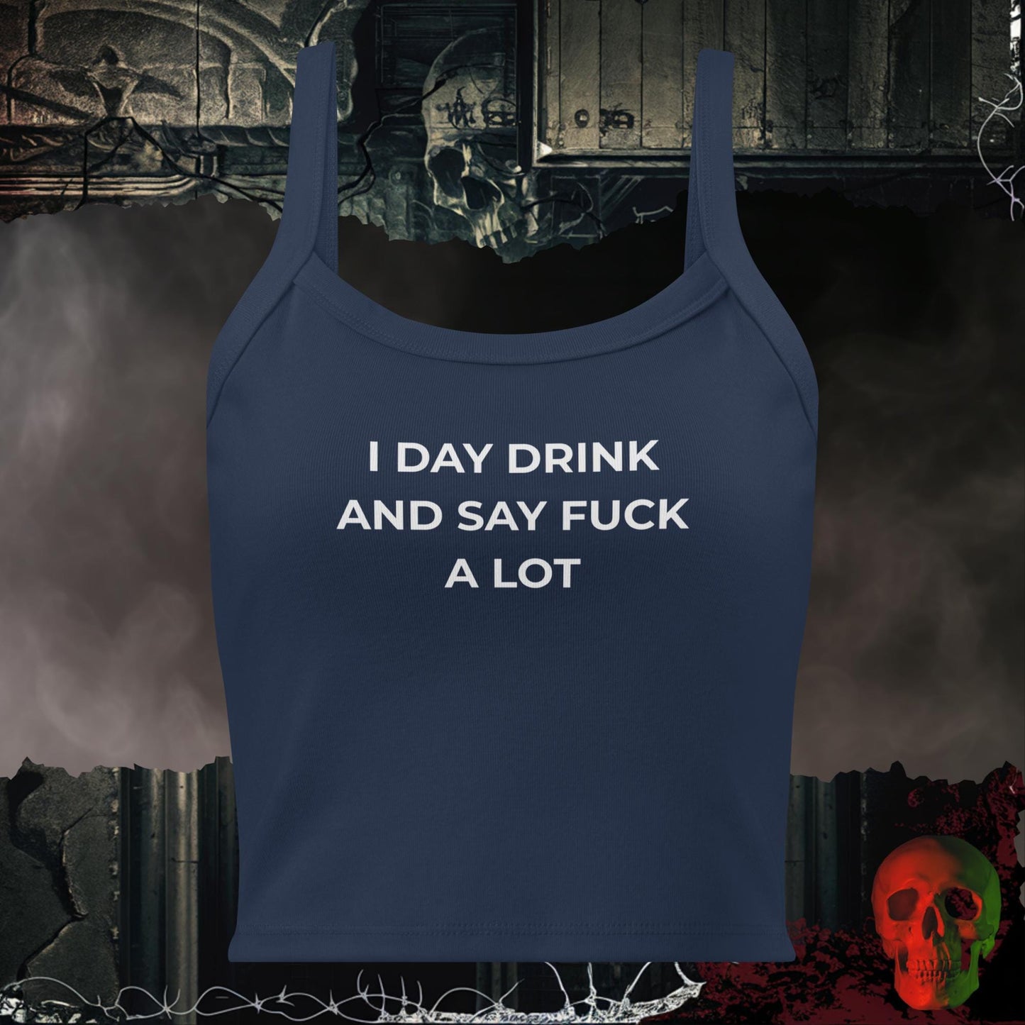 Tanks Solid Navy Blend / XS Day Drinker Ladies Crop Tank