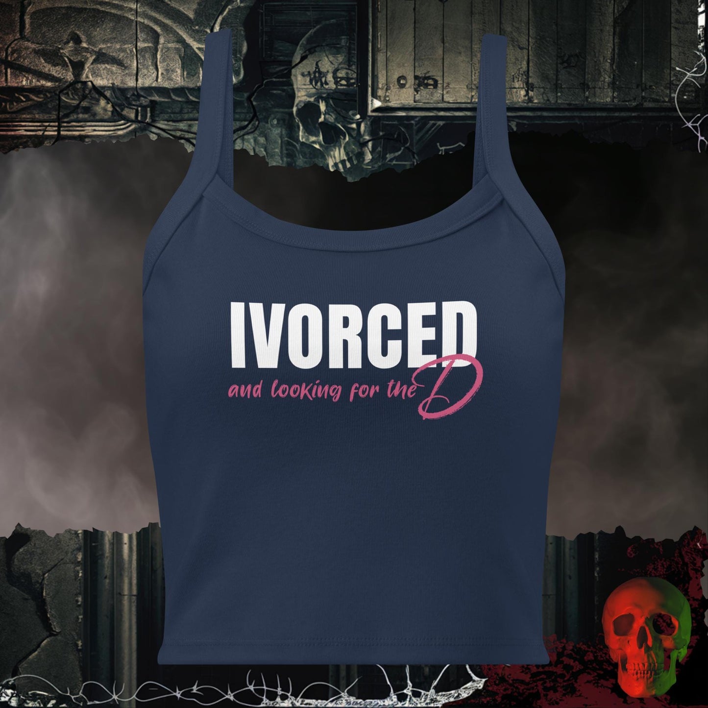 Tanks Solid Navy Blend / XS Divorced and Looking for the D Crop Tank Bold Statement Top