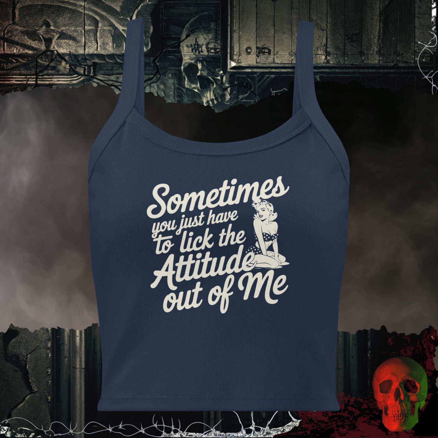 Tanks Solid Navy Blend / XS Sometimes You Just Have to Lick the Attitude Out of Me Crop Tank