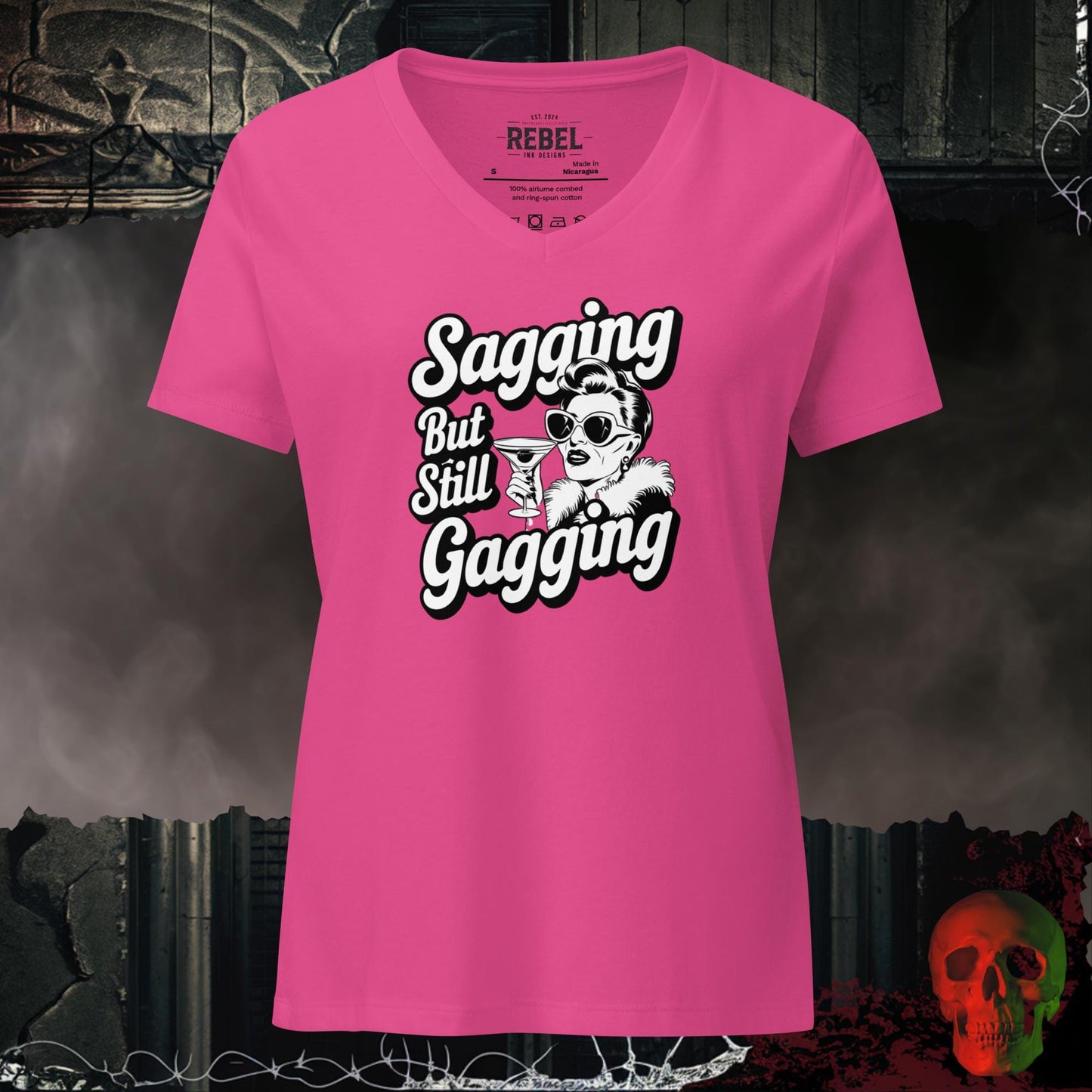 V-Neck Berry / S Sagging But Still Gagging Relaxed V-Neck