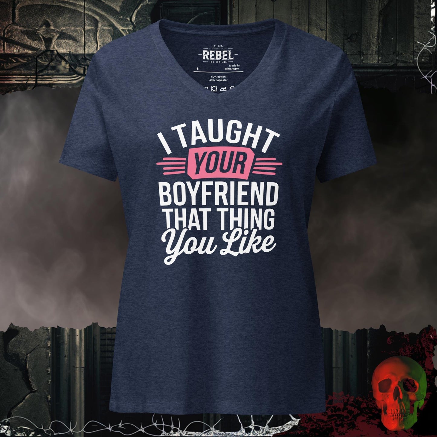 V-Neck Heather Navy / S I Taught Your Boyfriend Relaxed V-Neck