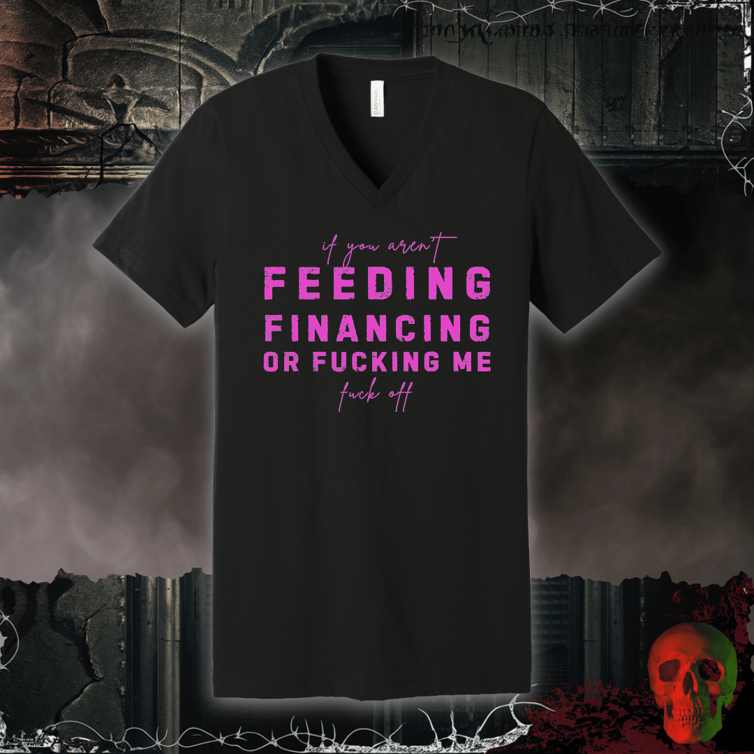 V-neck S / Black Feed, Fund, F*ck V-Neck Tee