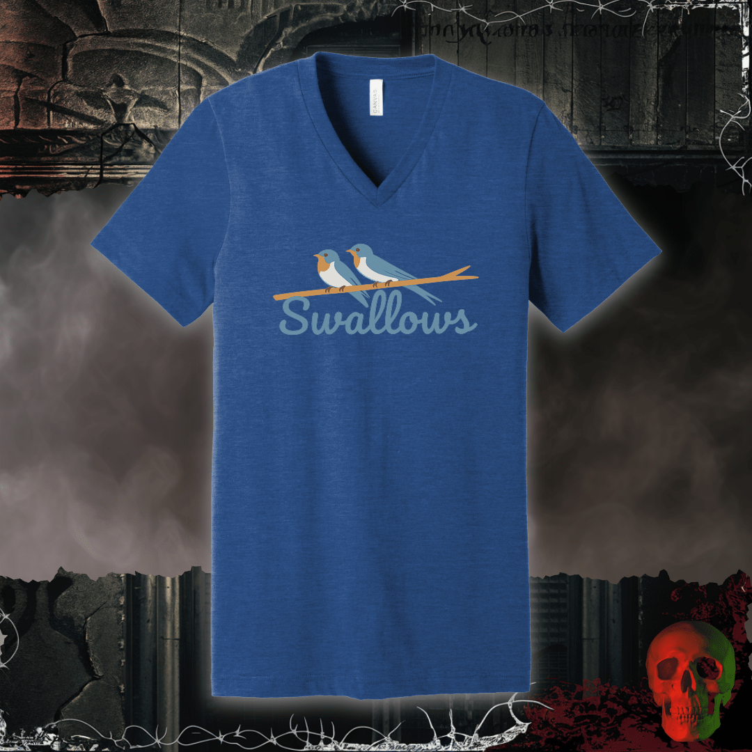 V-neck S / Heather True Royal Swallow Squad V-Neck Tee