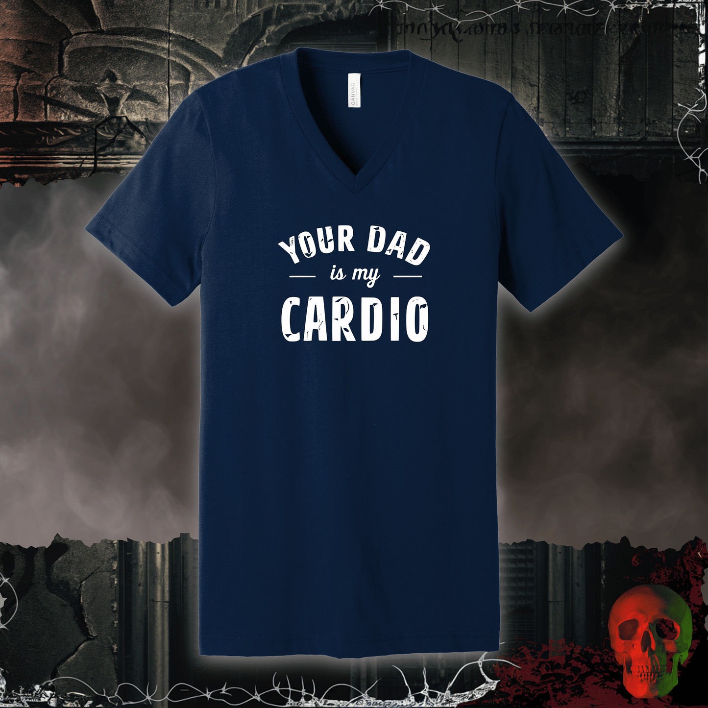 V-neck S / Navy Your Dad is My Cardio V-Neck Tee