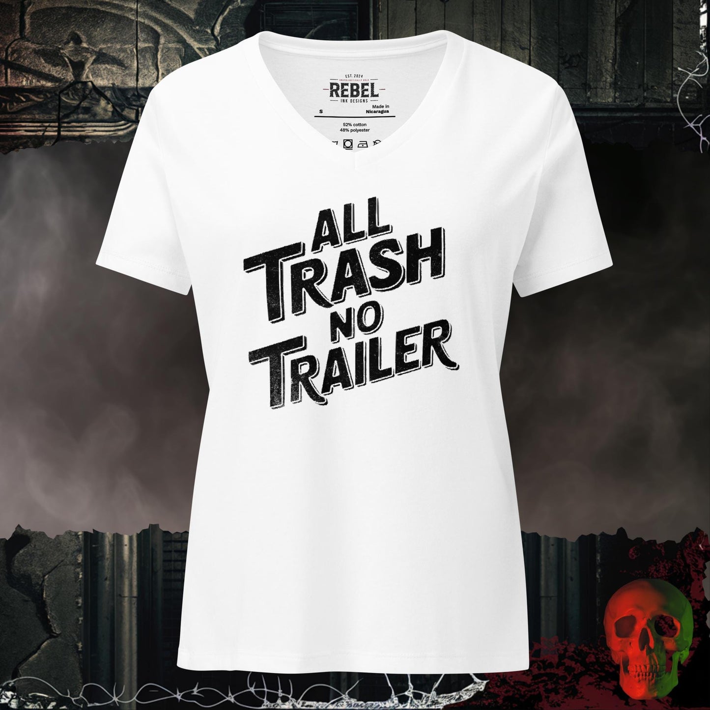 V-Neck Solid White Blend / S All Trash No Trailer Relaxed V-Neck