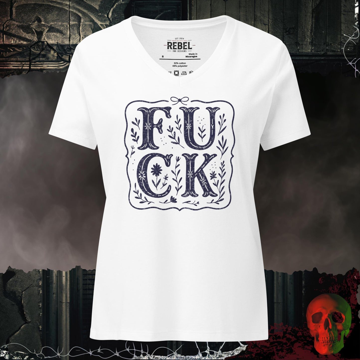 V-Neck Solid White Blend / S F**k Relaxed V-Neck
