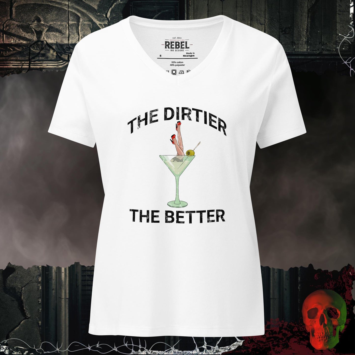 V-Neck Solid White Blend / S The Dirtier The Better Relaxed V-Neck