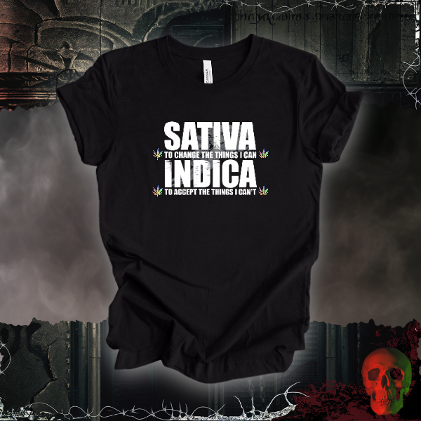 Sativa & Indica T-Shirt | Bold Cannabis Wisdom