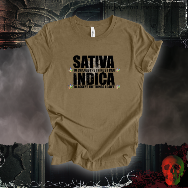 Sativa & Indica T-Shirt | Bold Cannabis Wisdom