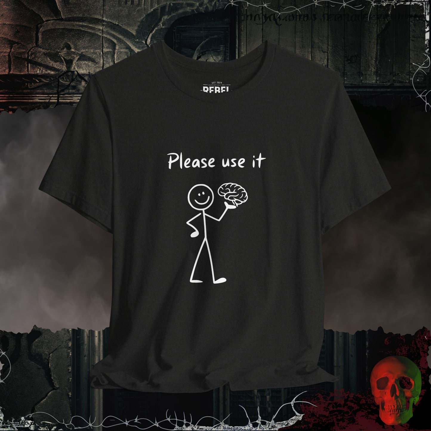 Please Use It T-Shirt | Funny Stick Figure Humor Tee