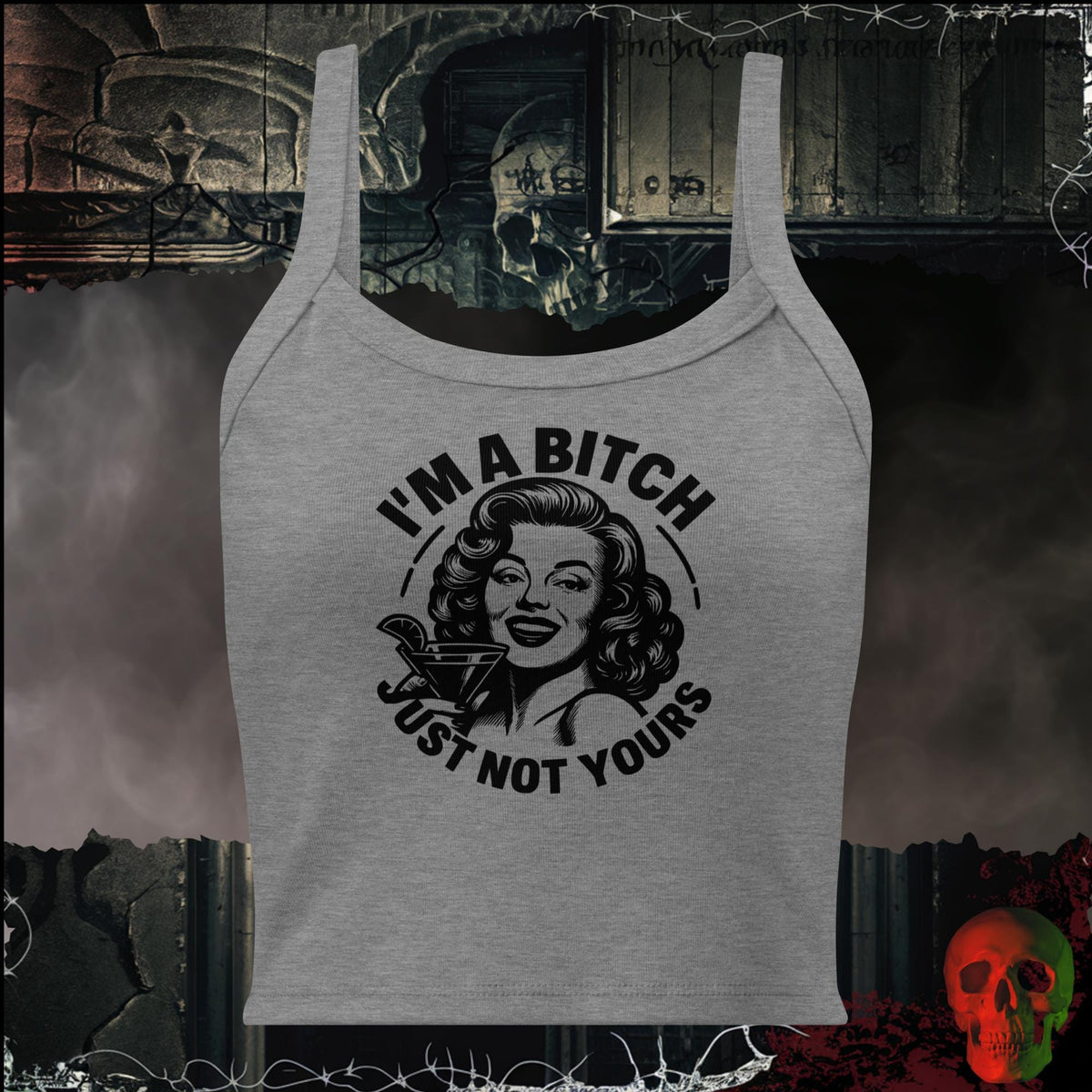 Athletic Heather / XS I'm a Bitch, Just Not Yours Women's Crop Tank | Rebel Ink Designs