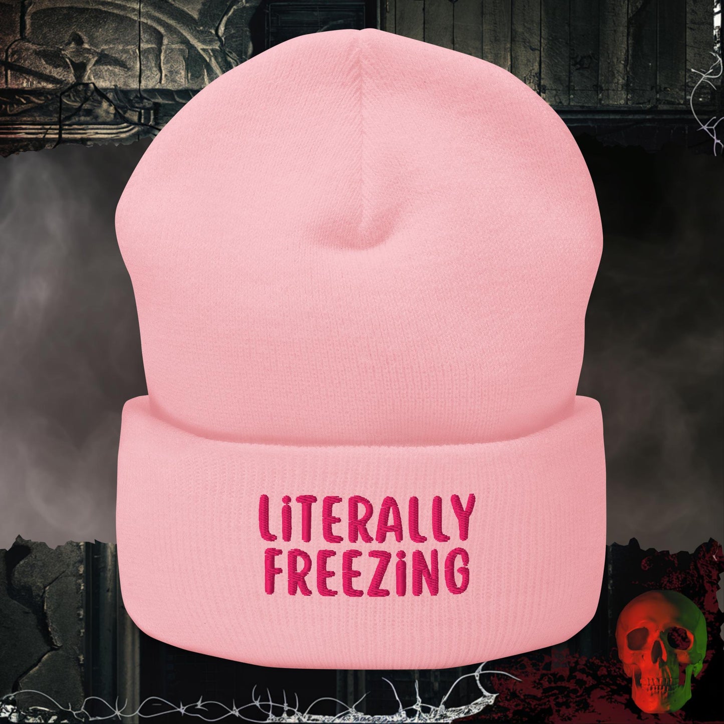 Beanie Baby Pink Literally Freezing Embroidered Beanie
