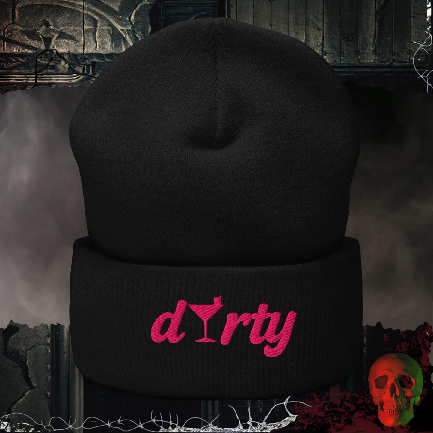 Beanie Black Dirty Martini Embroidered Beanie