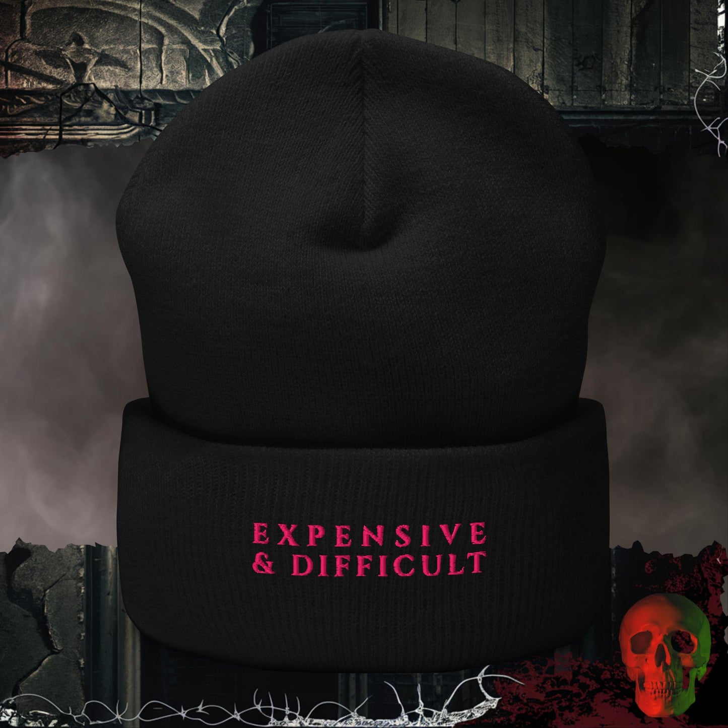 Beanie Black Expensive and Difficult Embroidered Beanie