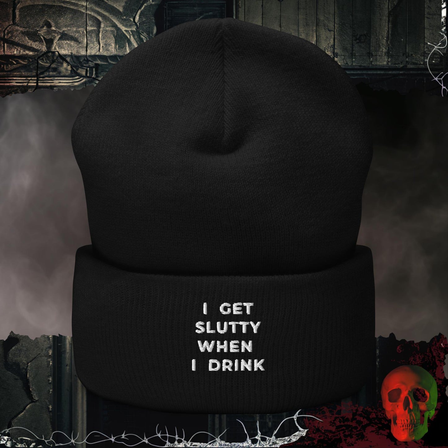 Beanie Black Getting Slutty Embroidered Beanie