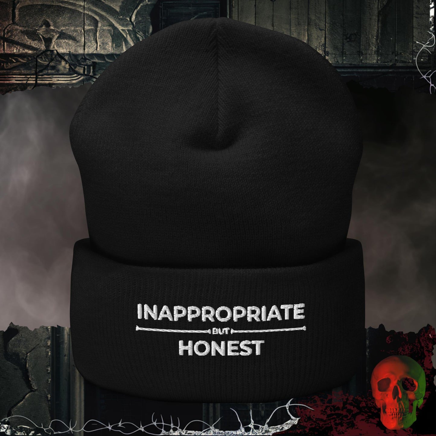 Beanie Black Inappropriate but Honest Embroidered Beanie