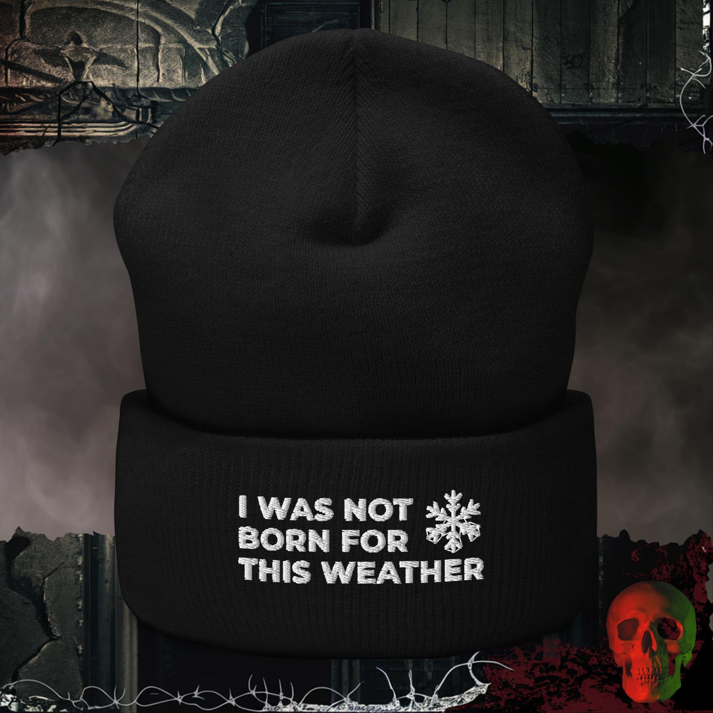 Beanie Black Not Born For This Embroidered Beanie