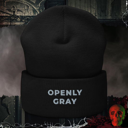 Beanie Black Openly Gray Embroidered Beanie