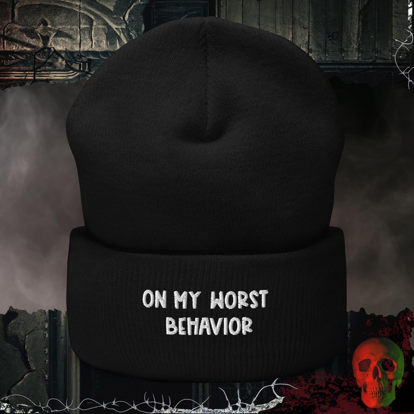 Beanie Black Worst Behavior Embroidered Beanie