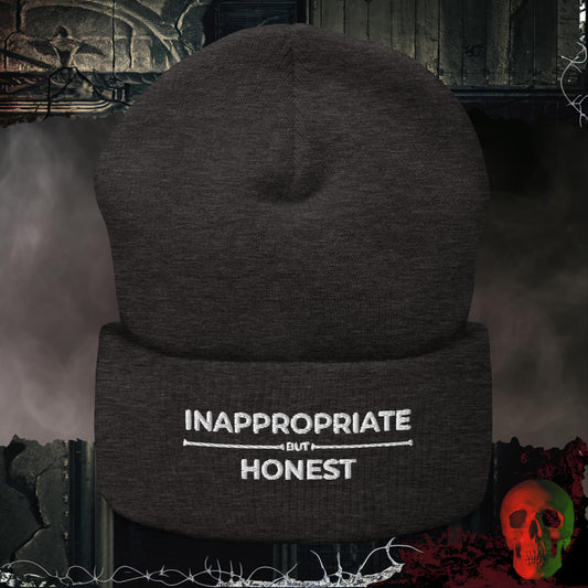 Beanie Dark Grey Inappropriate but Honest Embroidered Beanie