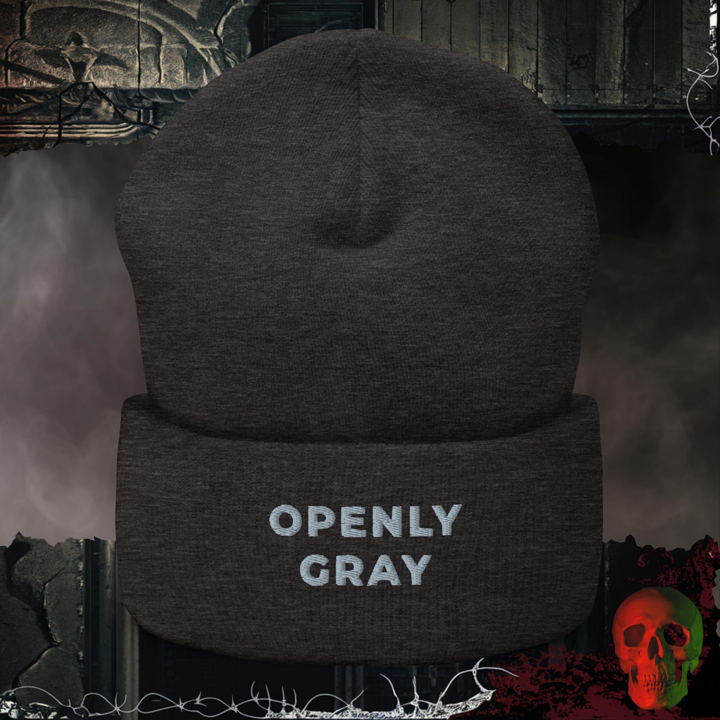 Beanie Dark Grey Openly Gray Embroidered Beanie