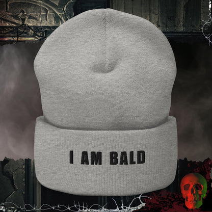 Beanie Heather Grey I am Bald Embroidered Beanie