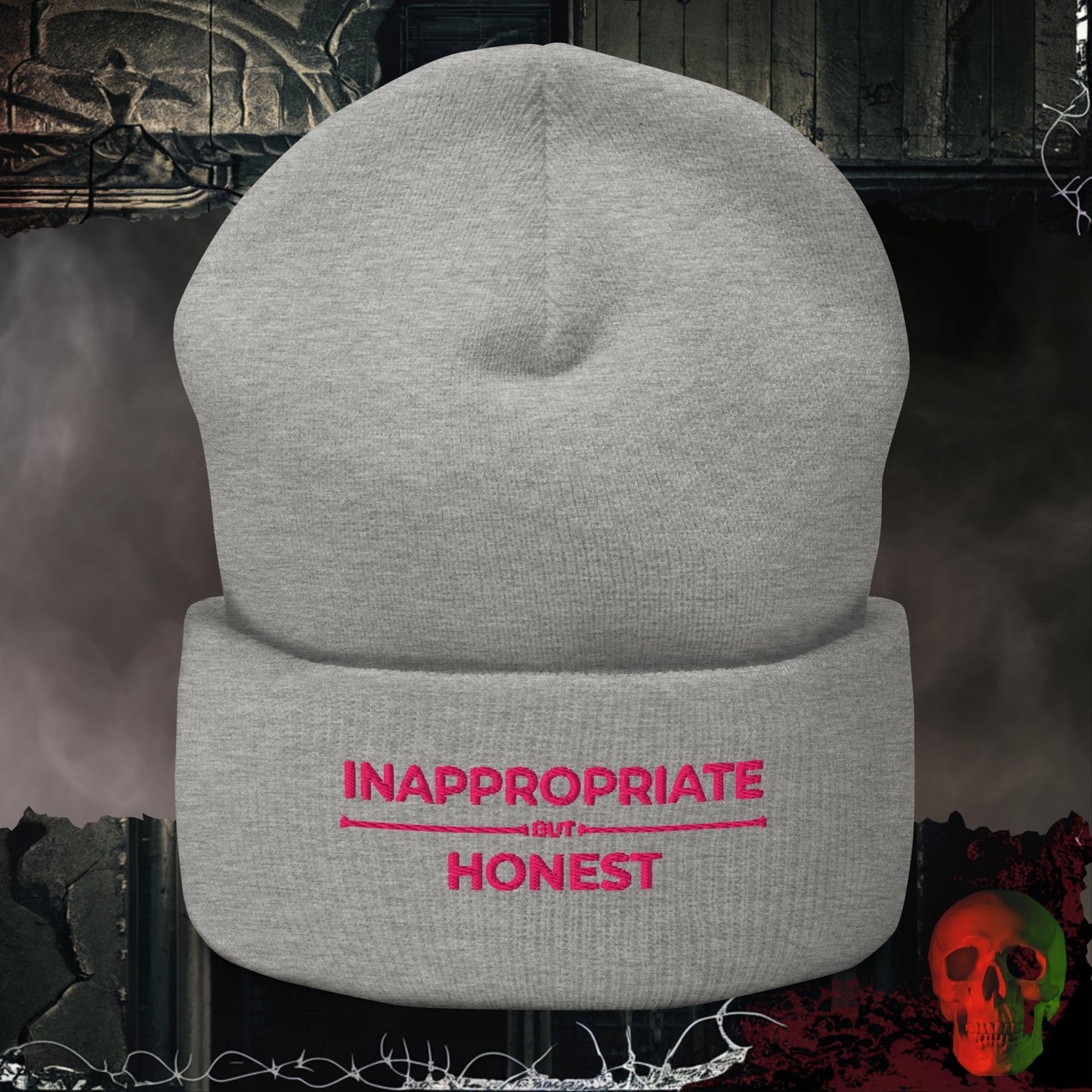 Beanie Heather Grey Inappropriate but Honest Embroidered Beanie