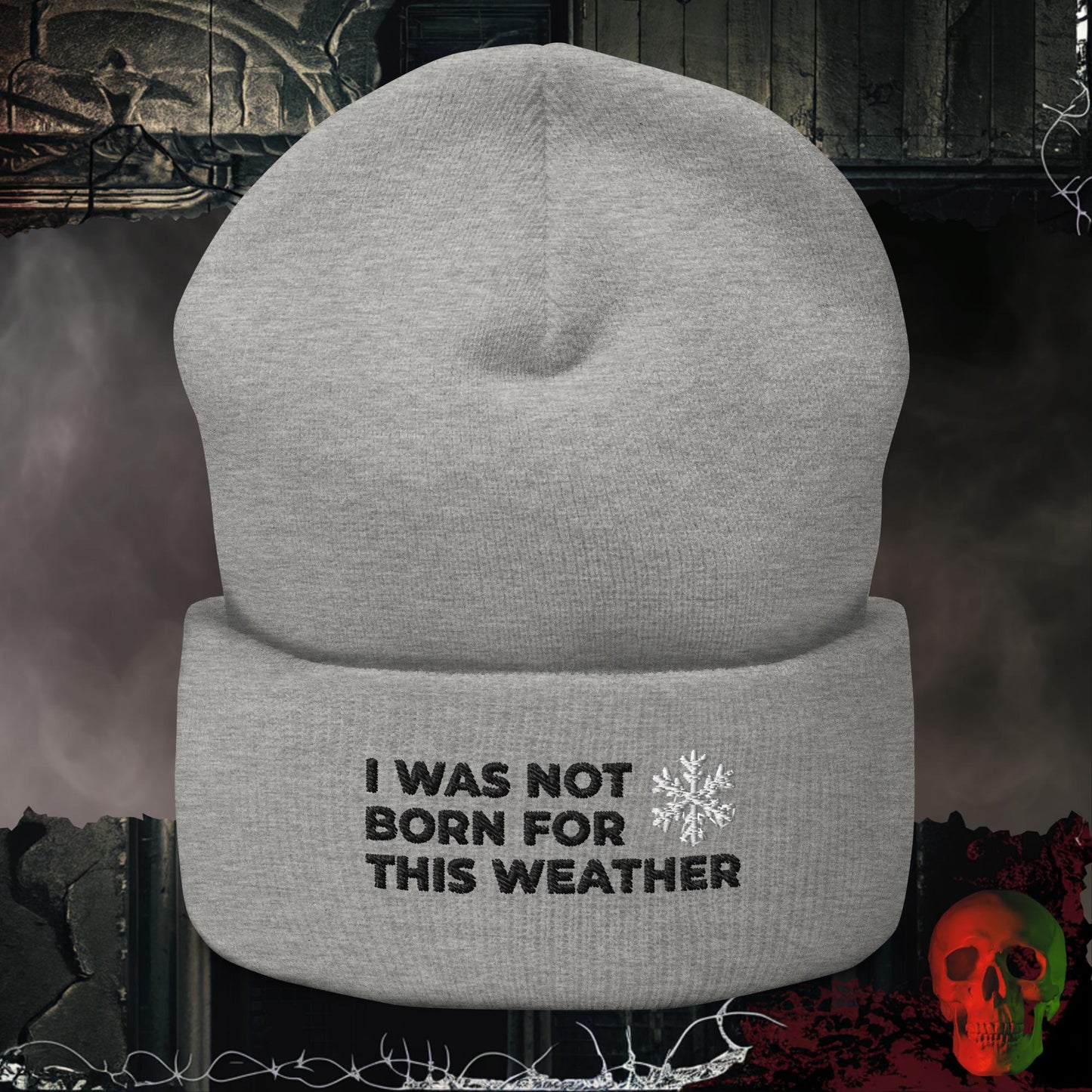 Beanie Heather Grey Not Born For This Embroidered Beanie