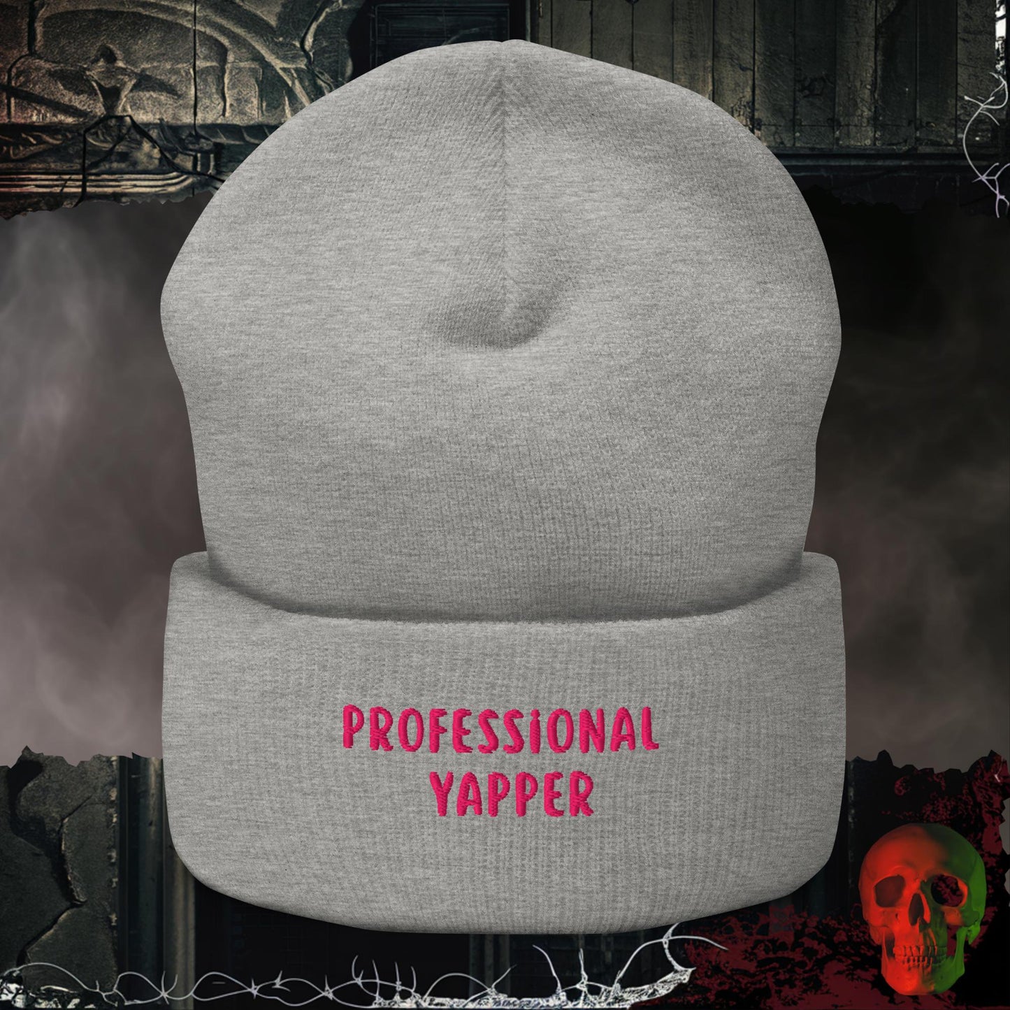Beanie Heather Grey Professional Yapper Embroidered Beanie