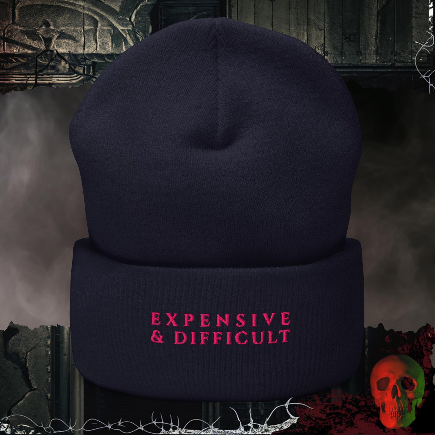 Beanie Navy Expensive and Difficult Embroidered Beanie