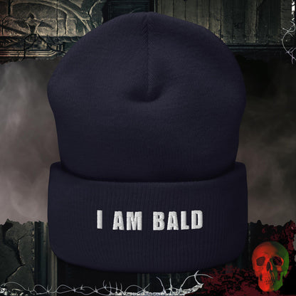 Beanie Navy I am Bald Embroidered Beanie