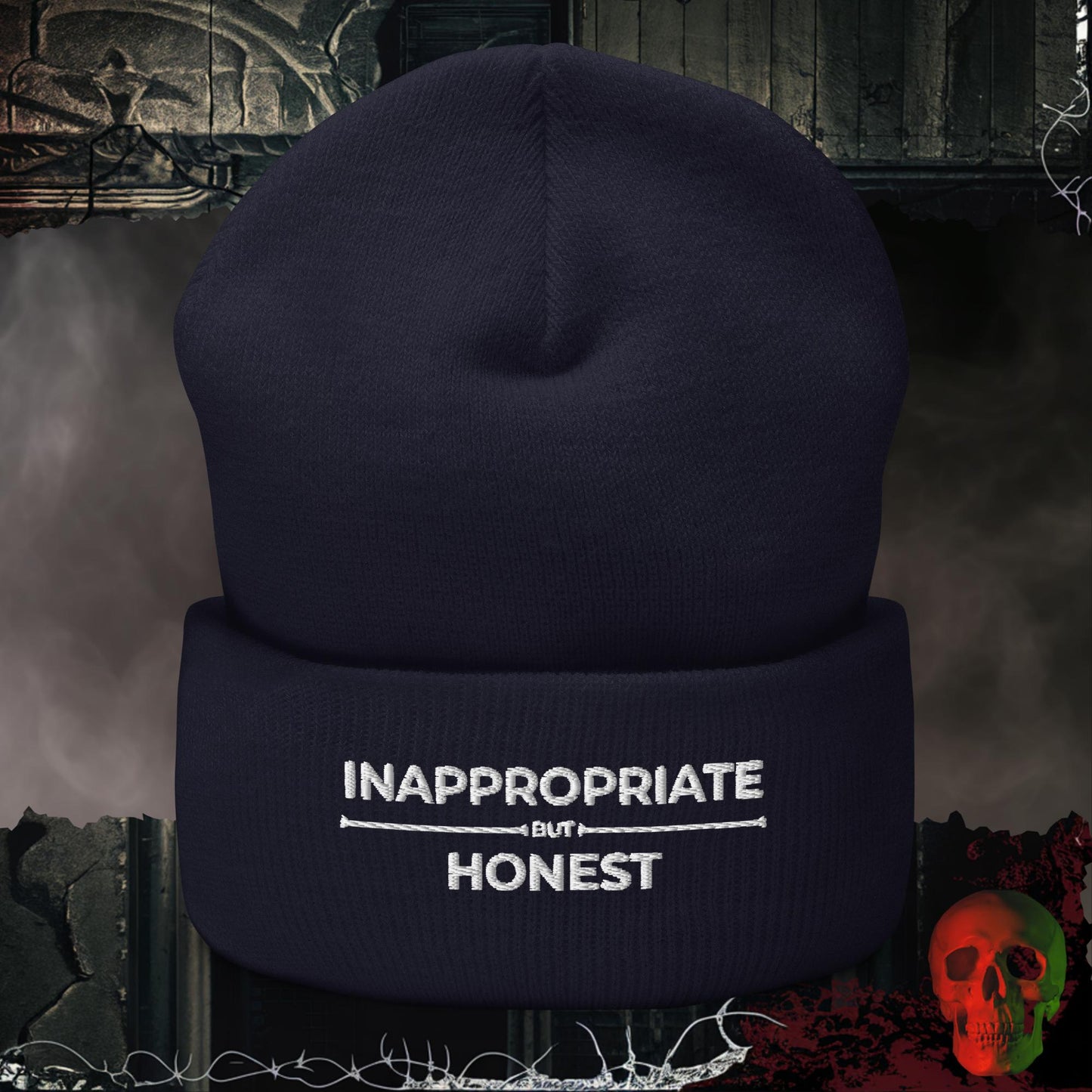 Beanie Navy Inappropriate but Honest Embroidered Beanie