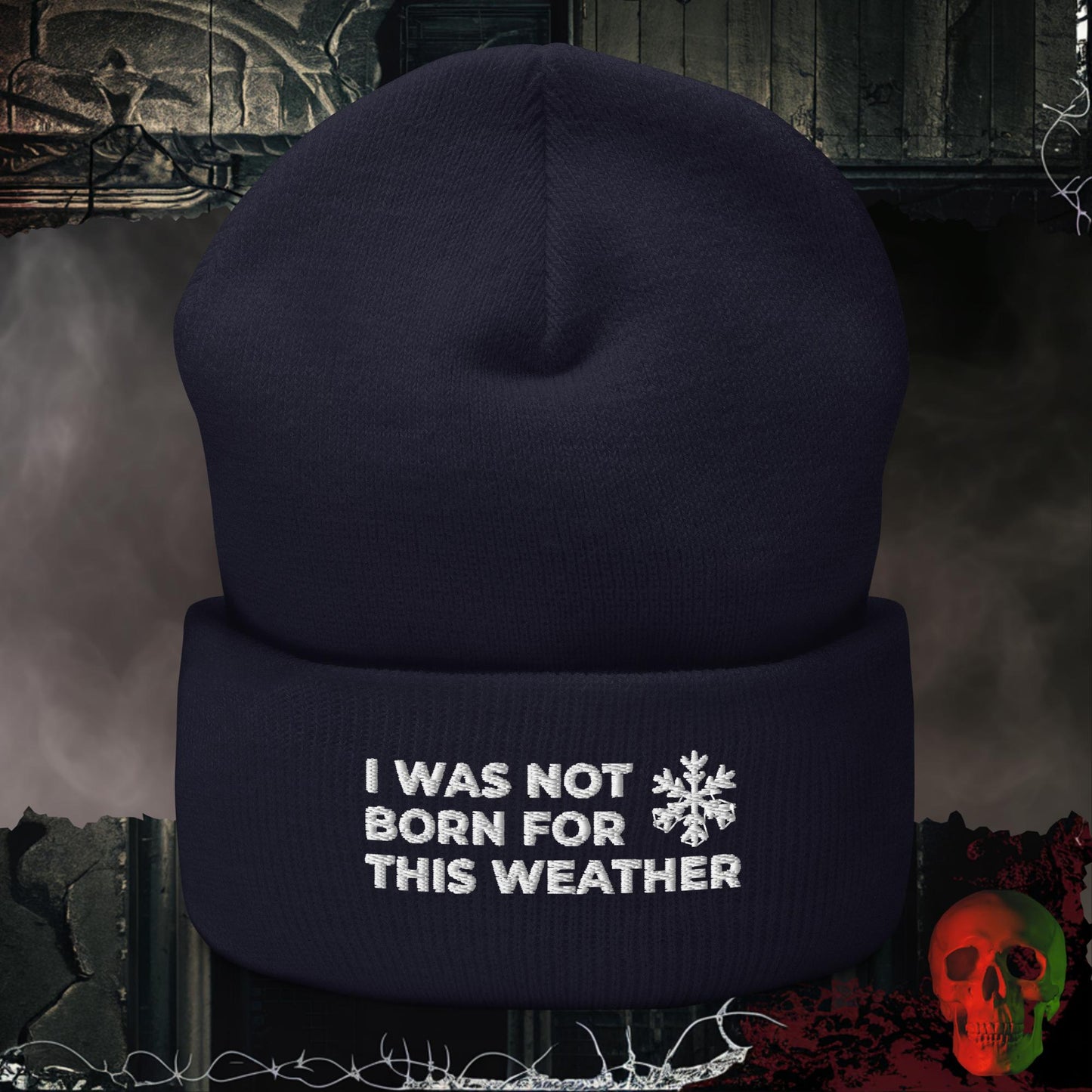 Beanie Navy Not Born For This Embroidered Beanie