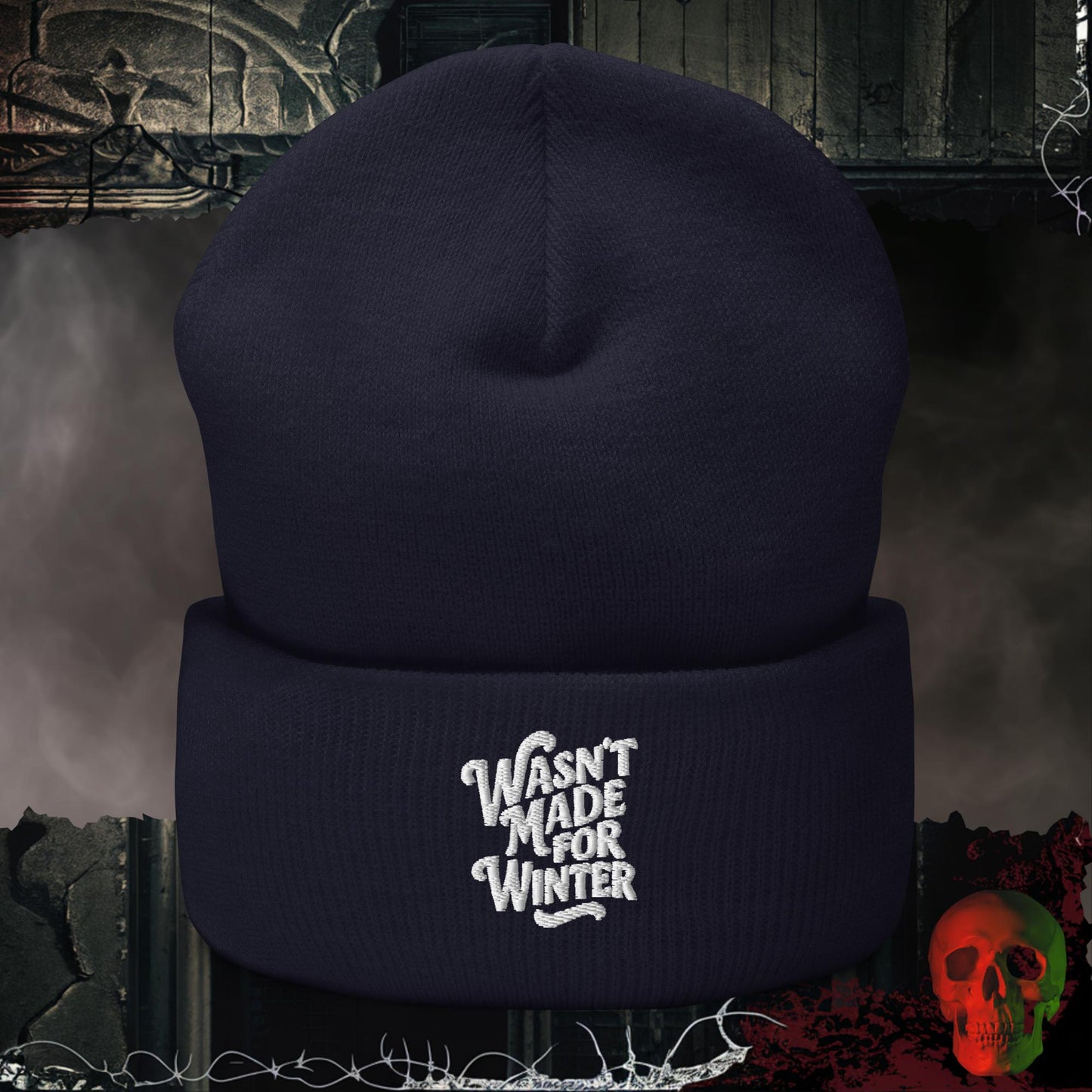 Beanie Navy Wasn't Made For Winter Embroidered Beanie