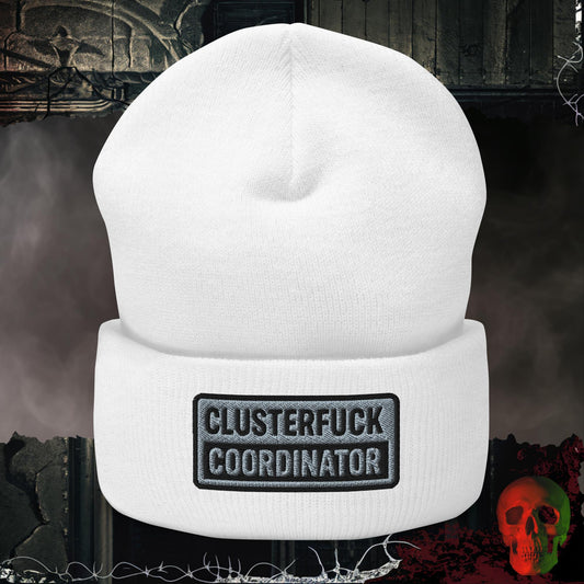 Beanie White Clusterf*ck Coordinator Embroidered Beanie