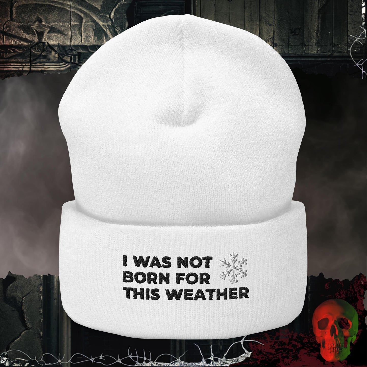 Beanie White Not Born For This Embroidered Beanie