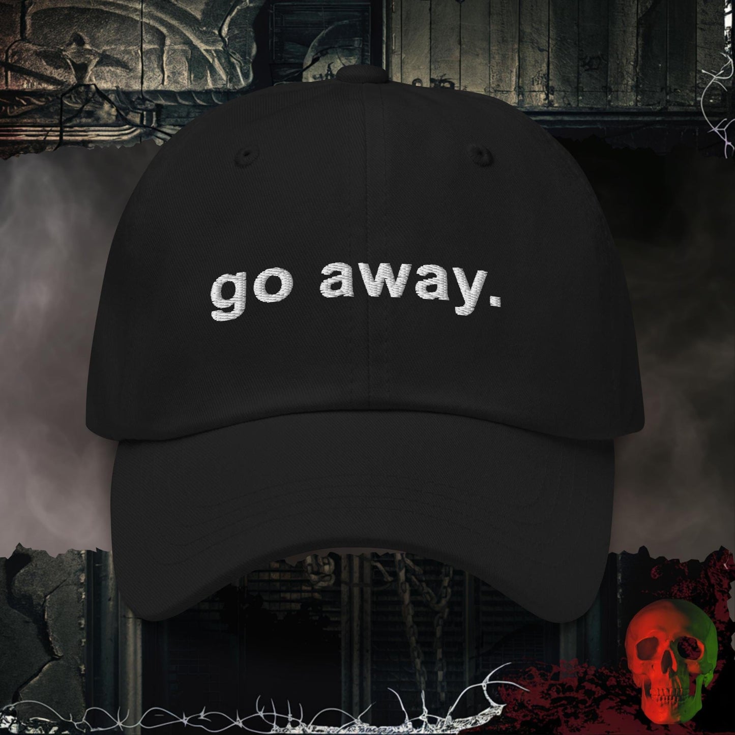Black go away. Embroidered Hat