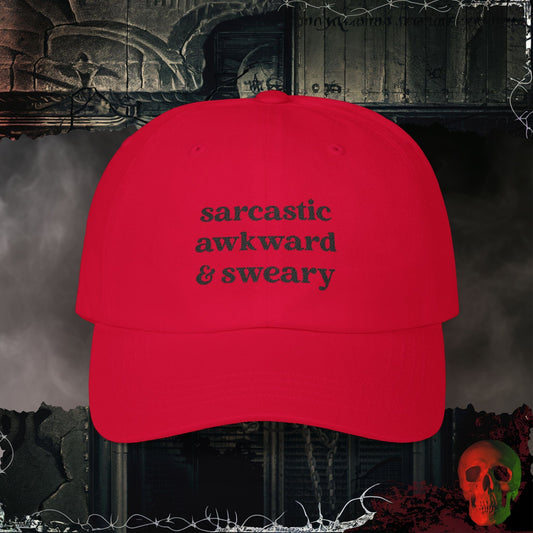 Cranberry Sarcastic and Sweary Embroidered Hat