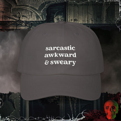 Dark Grey Sarcastic and Sweary Embroidered Hat